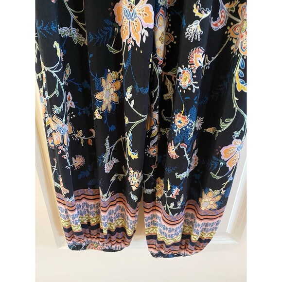 Anthropologie Blue S  Floral‎ Luka Size Jogger Jumpsuit Tassel Drawstring Waist - Picture 4 of 14